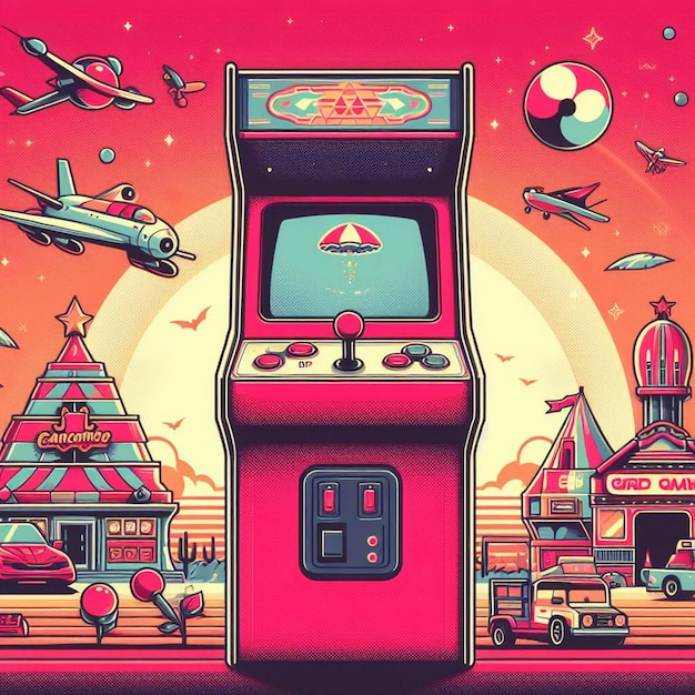 Retro-Arcade-Spielmaschinen-Illustration