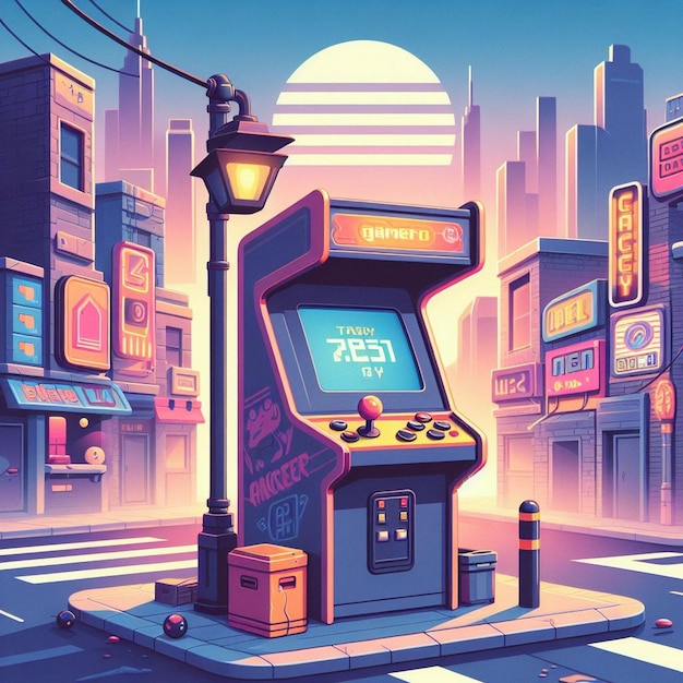 Retro-Arcade-Spielmaschinen-Illustration
