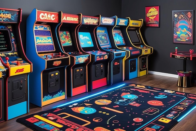 Retro-Arcade-Spielzimmerteppich