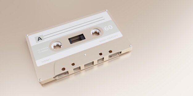 Retro-Audio-Kassette mit leerem Etikett, Sicht von oben