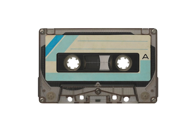 Foto retro-audiokassette auf dem weißen hintergrund