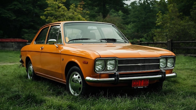 Retro-Auto auf dem Gras geparkt