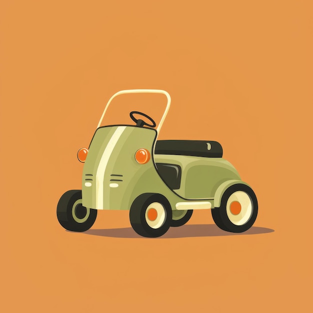 Retro-Auto-Illustration auf orangefarbenem Hintergrund Spielhaftes Charakterdesign