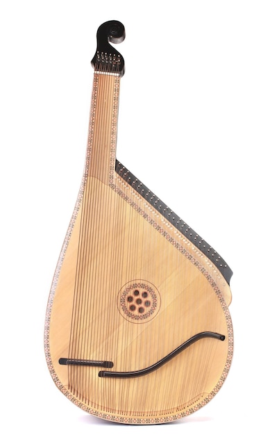 Retro bandura Instrumento musical ucraniano aislado en blanco