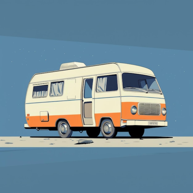 Retro Camper Van-Illustration im sowjetischen Nonkonformistischen Kunststil