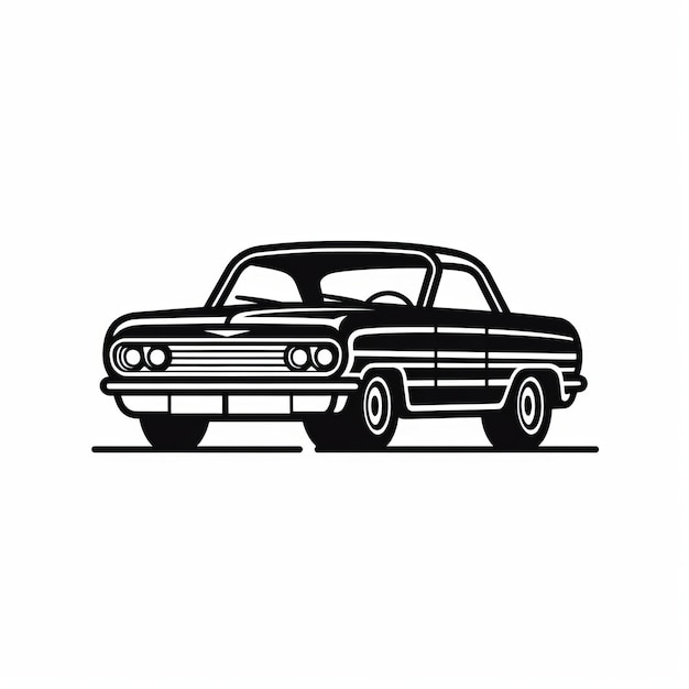 Retro Car Icon Classic Style Vector mit Schwarz-Weiß-Realismus