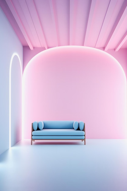 Retro Chic 3D Render Clean Neon Pastel Interior para anuncios creativos