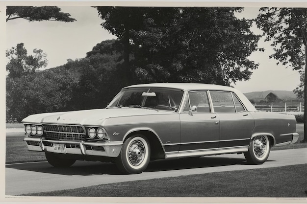 Foto el retro clásico americano de muscle car, el coche clásico, el coche deportivo, el papel tapiz, la ilustración de fondo.