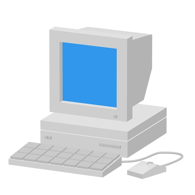 Retro-Computer mit Monitormaus und Tastatur Geschäftskonzept