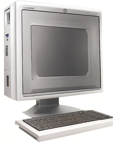 Foto retro-computer und technologie mit monitor und hardware, generiert durch ki