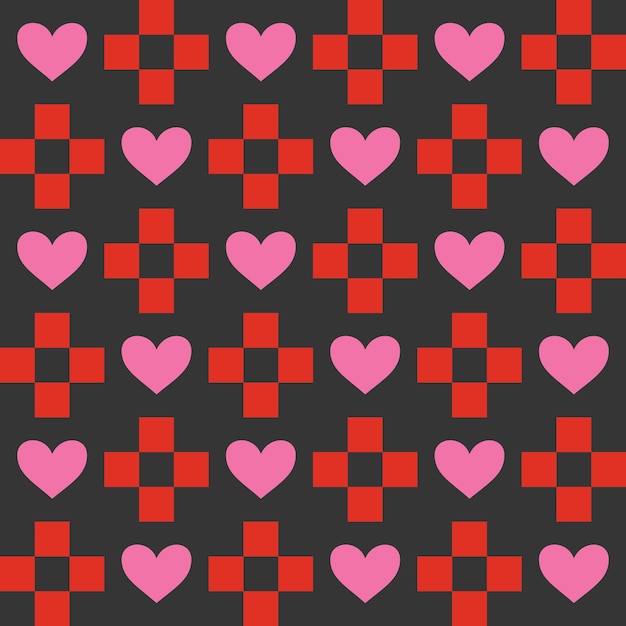 Retro Día de San Valentín romántico patrón sin costuras con corazones fondo de amor para el 14 de febrero
