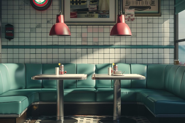 Foto retro-diner-booth-sitzen in einer küche oktan-rend