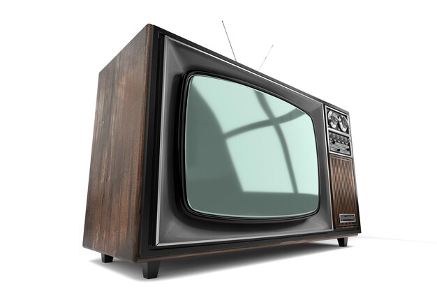 Retro-Fernseher isoliert auf weißem Hintergrund 3D-Darstellung