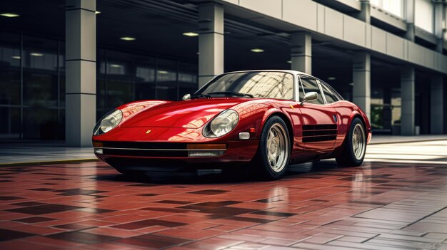 Foto retro-ferrari-auto auf einer stadtstraße