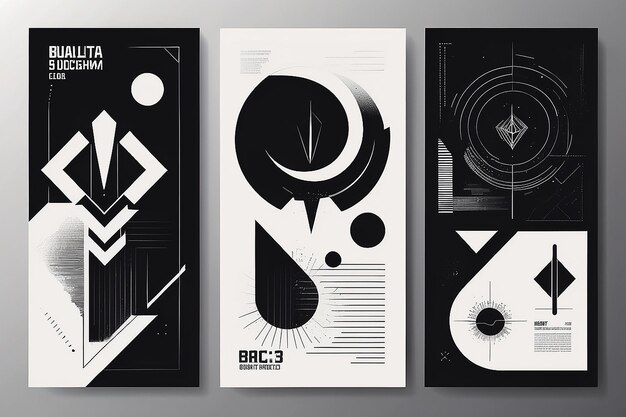 Foto retro futurista vector minimalista carteles con figuras básicas de silueta