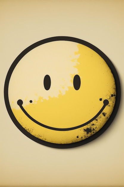 Foto retro gelbes smiley-symbol auf gelbem hintergrund, erstellt mit generativer ki-technologie