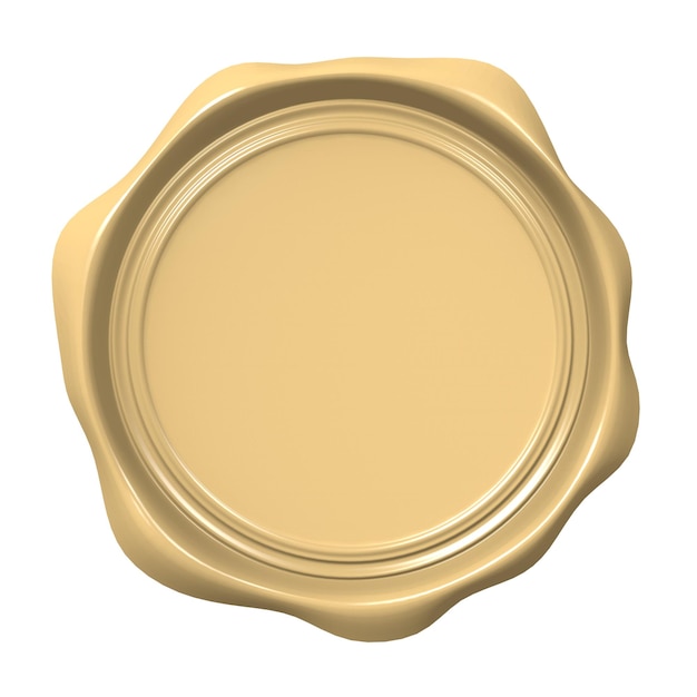 Retro goldenes rundes Wachssiegel isoliert auf weißem Hintergrund
