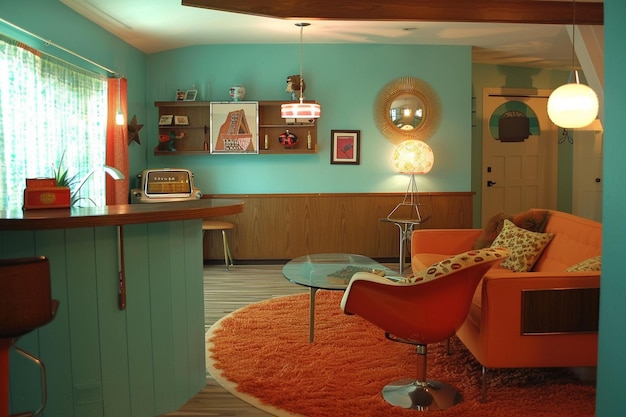 Retro-Interior-Design für das Wohnzimmer