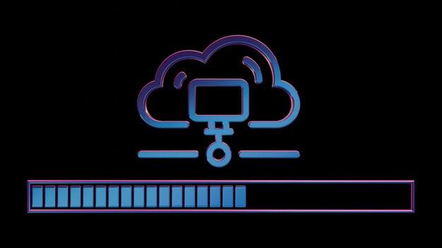 Retro Loading Animation 3D Neon Retro Icon Cloud mit