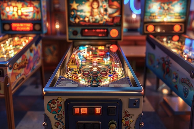 Retro máquinas de pinball salas de juego octano render k