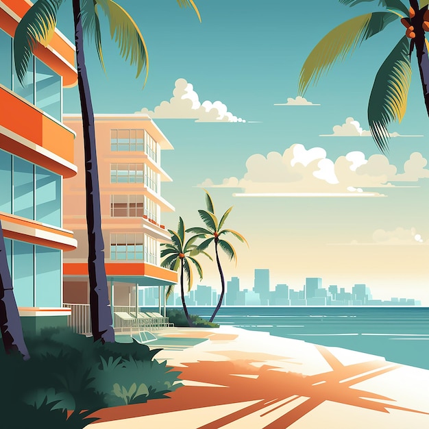 Retro-Miami Beach Sun Sea und ikonische Gebäude