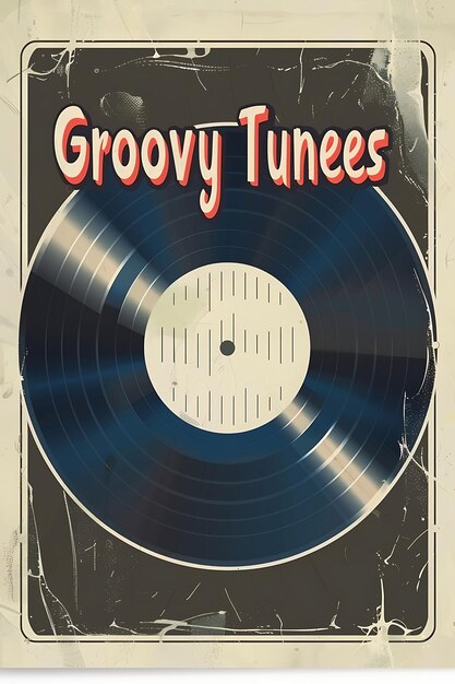 Retro-Musik-Postkarte mit Vinyl-Platten-Rand und Text-Gr-Illustration Vintage-Postkarte-Dekoration