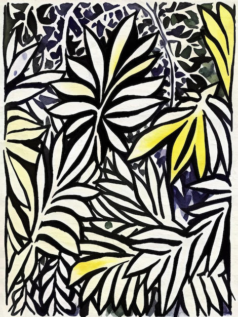 Retro patrón floral acuarela medio siglo fondo moderno MCM pintura acrílica