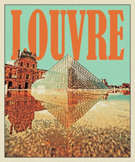 Foto retro-reiseplakat des louvre