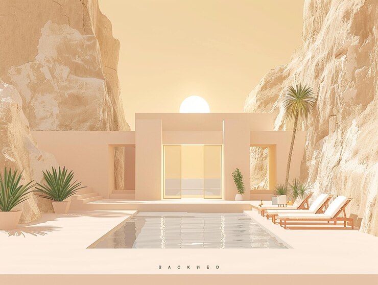 Retro-Sommerstrand minimalistisch 80 Vibe Santorini