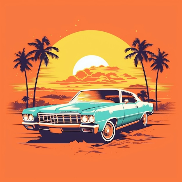 Retro-T-Shirt-Design Klassisches Vintage-Auto