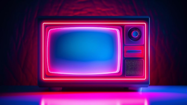 Retro-TV-Cyberpunk-Stil mit lebhaften Neonfarben