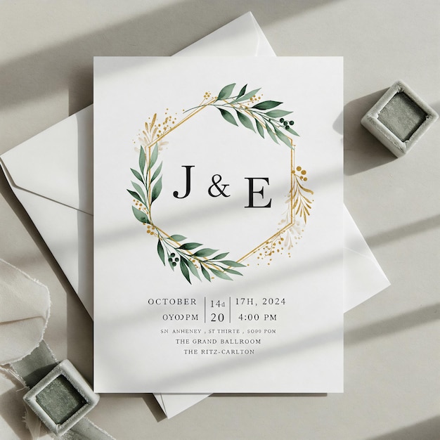 Retro-Vektor-Chevron-Hochzeitseinladung