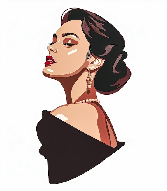 Retro-Vintage-Frau-Illustration, inspiriert von der goldenen Ära von Hollywood