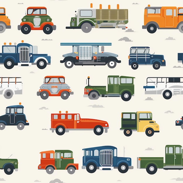 Foto retro vintage trucks nahtloses digitales muster