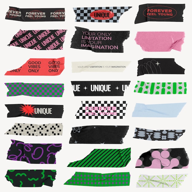 Retro-Washi-Tape-Design-Element-Remix-Set, das sich auf das Design der Tape bezieht