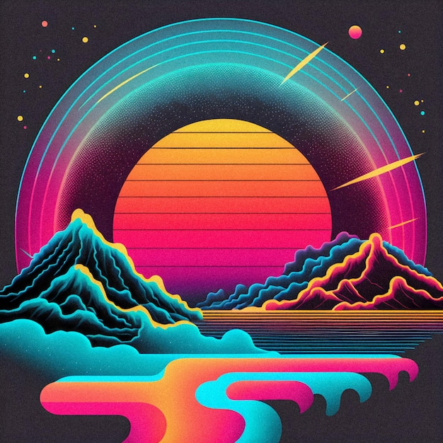 Retro Wave Blizzard Disco cool Groove Illustration körnige Textur