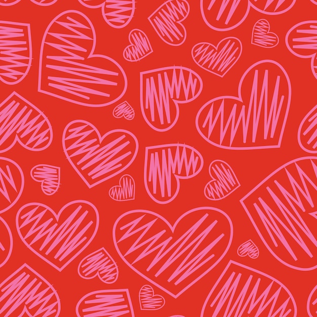 Retro39s Día de San Valentín romántico patrón sin costuras con lindos corazones de dibujos animados fondo de amor para el 14 de febrero
