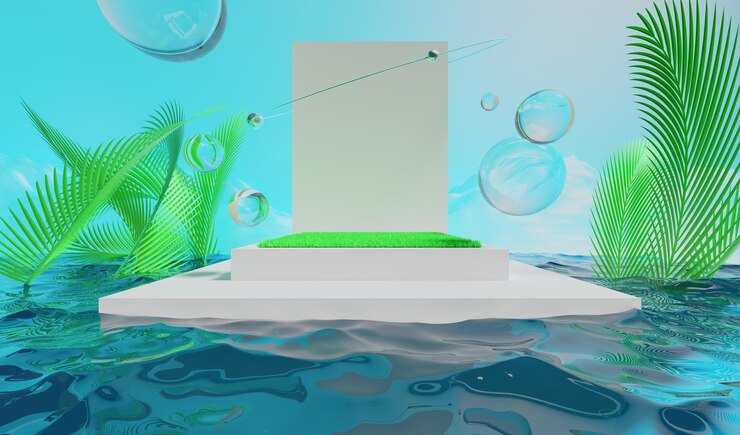 Foto retrofuture y2k 2000s frutiger aero aqua web 20 gloss com pódio de palco para exibição de produtos vitrine ilustração 3d renderização fundo abstrato