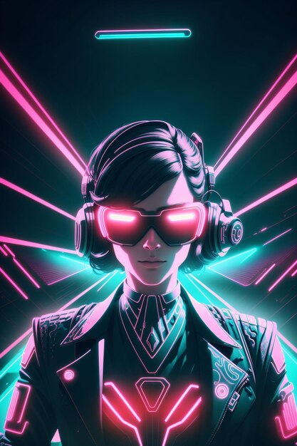 Retrowave-Mann mit Sonnenbrille