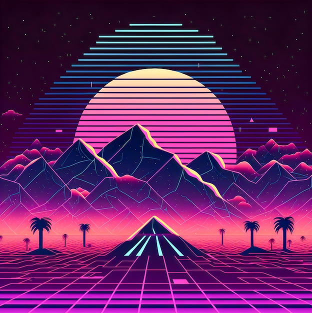 Foto retrowave-muster 80er und 90er jahre hintergrundillustration