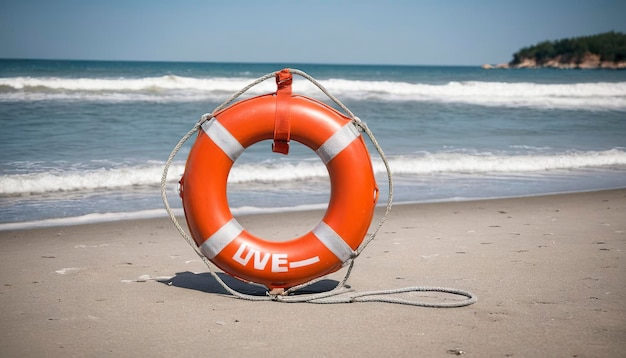 Rettungsboje am Strand Konzept der Rettung von Leben