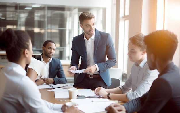 Reunião de equipas diversas Discussão da estratégia corporativa