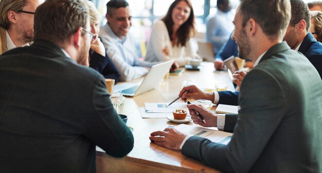 Foto reunião de executivos, conferência, discussão, discussão, conceito corporativo