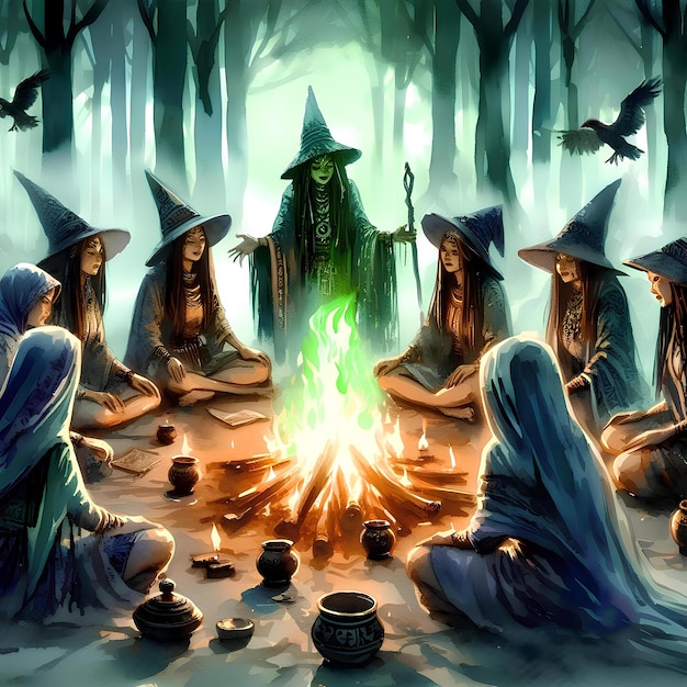 Reunião de jovens bruxas