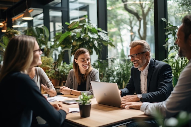 Reunião de negócios com diversas idéias de brainstorming de equipe generative ai