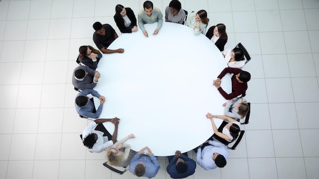 Foto reunião de negócios na vista superior da mesa