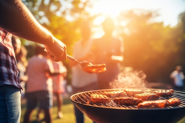 Reunión de barbacoa al aire libre con sol