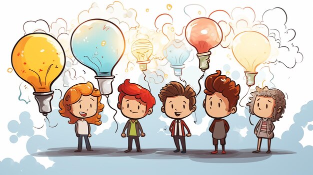 Reunión en equipo Tormenta de ideas Encendiendo la colaboración desencadenando la innovación juntos