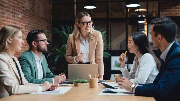 Reunión del equipo de trabajo de la empresa planificación estrategia análisis inversión y ahorro