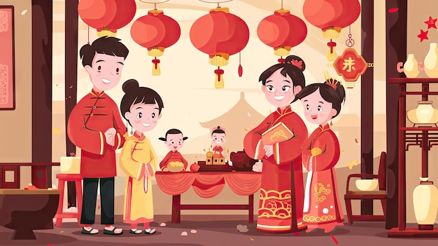 Reunión familiar china celebración estilo de vida